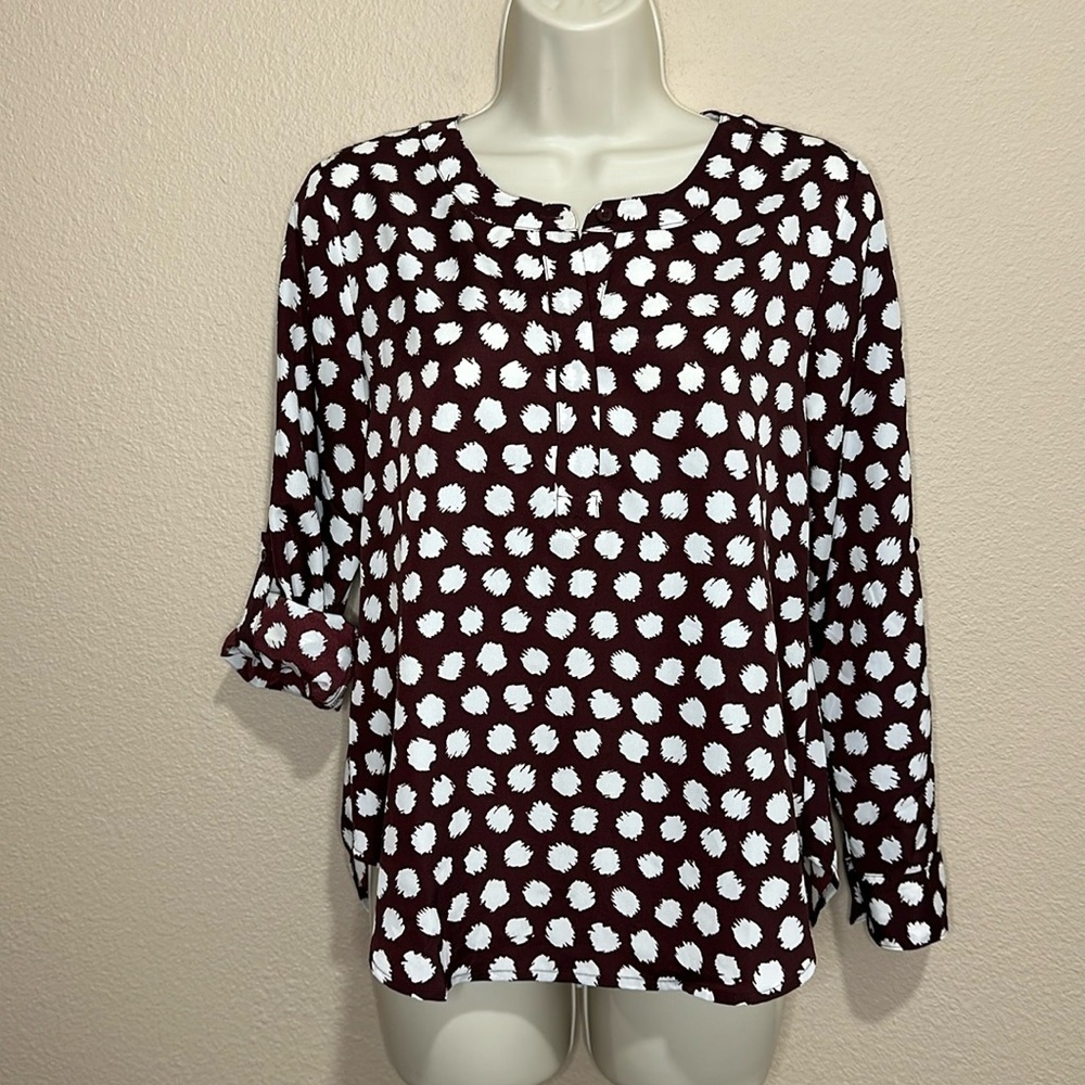 ANN TAYLOR PETITE Henley Blouse, Size SP